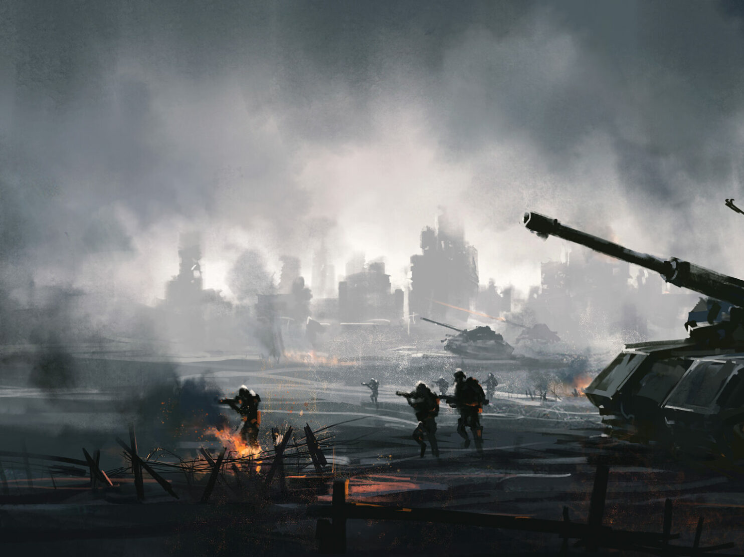 Cruel,War,Scenes,,Digital,Painting,3d,Illustration.